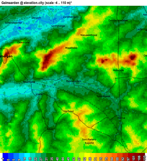 Zoom OUT 2x Galmaarden, Belgium elevation map