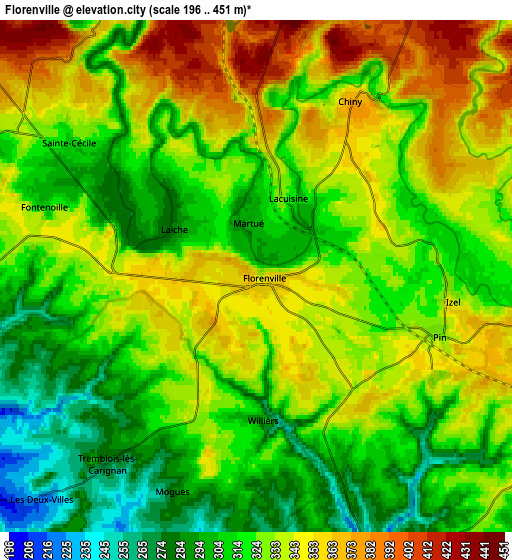 Zoom OUT 2x Florenville, Belgium elevation map