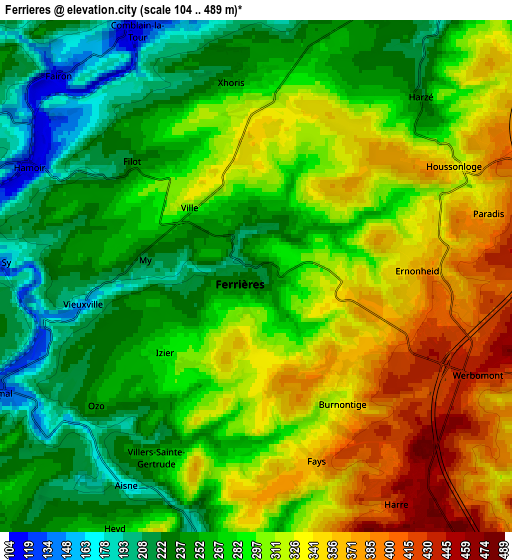 Zoom OUT 2x Ferrières, Belgium elevation map