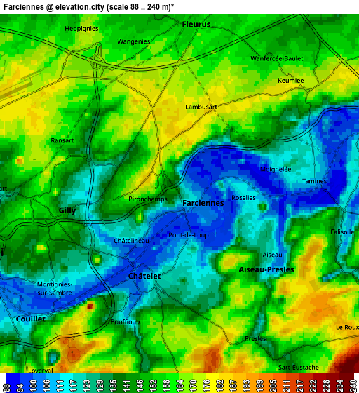 Zoom OUT 2x Farciennes, Belgium elevation map