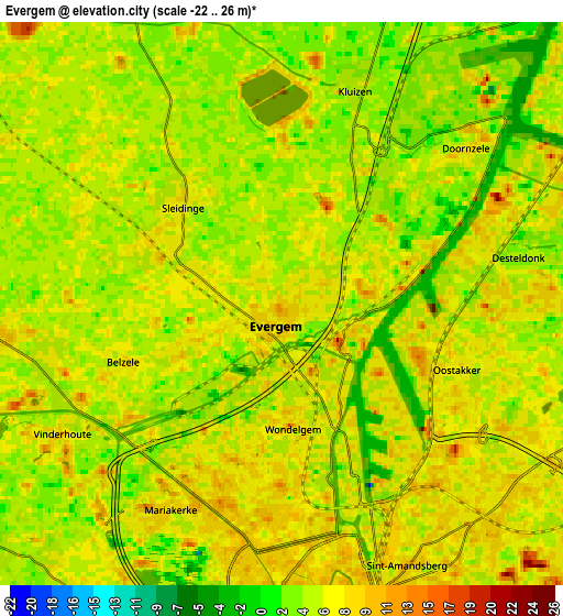 Zoom OUT 2x Evergem, Belgium elevation map