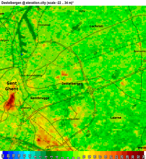 Zoom OUT 2x Destelbergen, Belgium elevation map