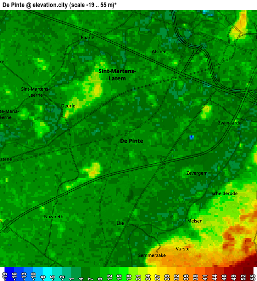 Zoom OUT 2x De Pinte, Belgium elevation map