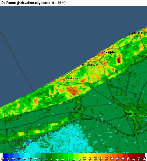 Zoom OUT 2x De Panne, Belgium elevation map