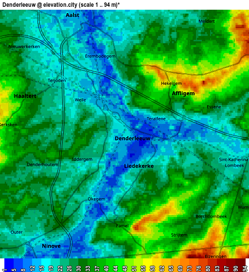 Zoom OUT 2x Denderleeuw, Belgium elevation map