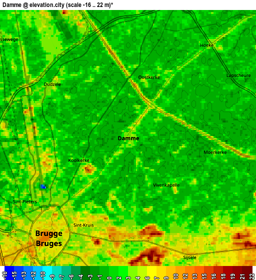 Zoom OUT 2x Damme, Belgium elevation map