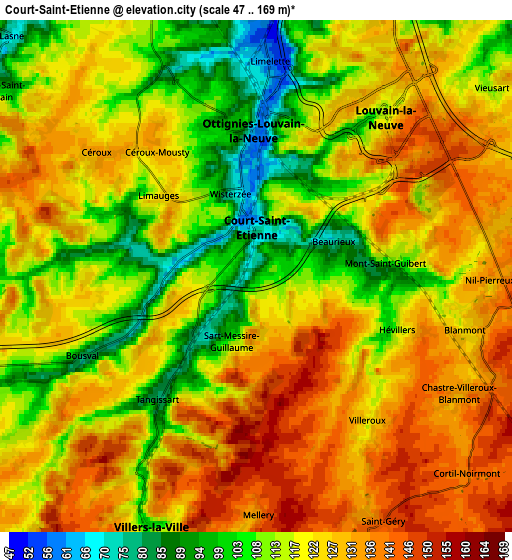 Zoom OUT 2x Court-Saint-Étienne, Belgium elevation map