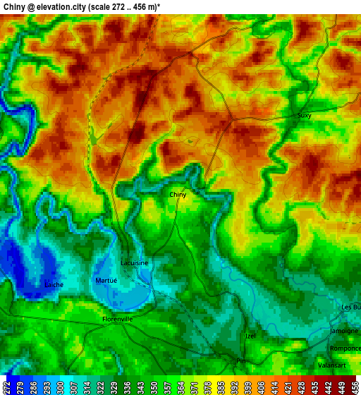 Zoom OUT 2x Chiny, Belgium elevation map