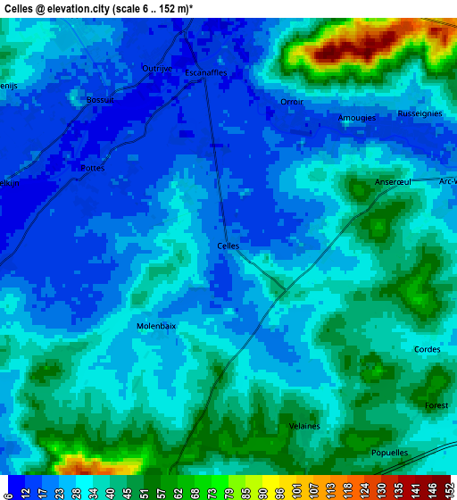 Zoom OUT 2x Celles, Belgium elevation map