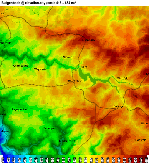 Zoom OUT 2x Butgenbach, Belgium elevation map