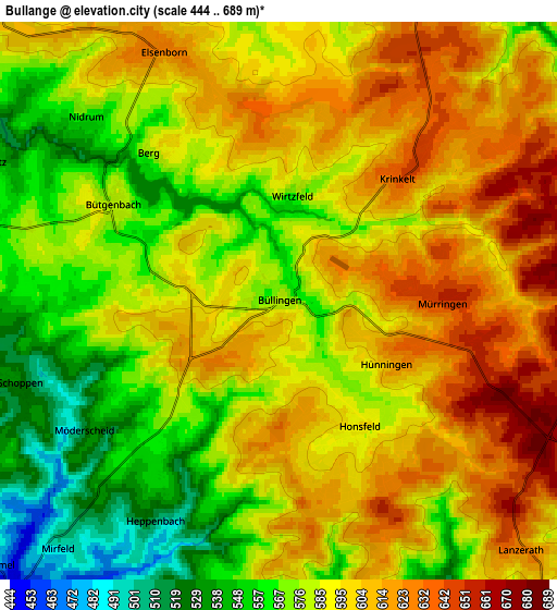 Zoom OUT 2x Bullange, Belgium elevation map