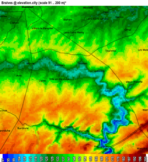Zoom OUT 2x Braives, Belgium elevation map