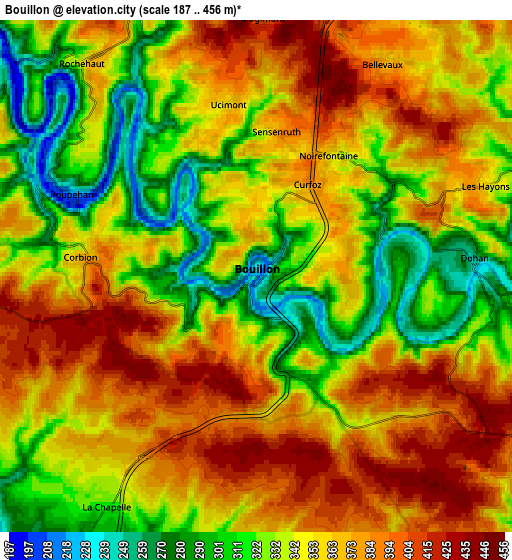 Zoom OUT 2x Bouillon, Belgium elevation map