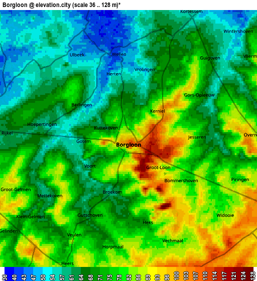 Zoom OUT 2x Borgloon, Belgium elevation map