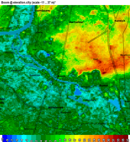 Zoom OUT 2x Boom, Belgium elevation map