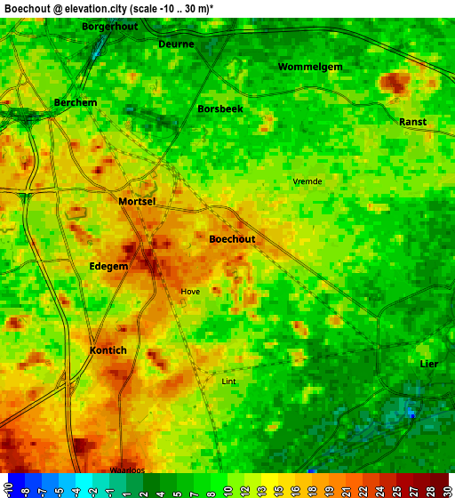 Zoom OUT 2x Boechout, Belgium elevation map