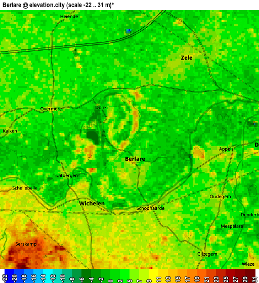 Zoom OUT 2x Berlare, Belgium elevation map