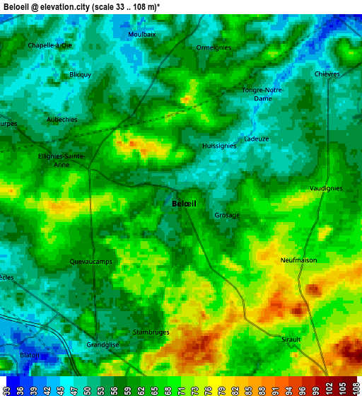 Zoom OUT 2x Beloeil, Belgium elevation map