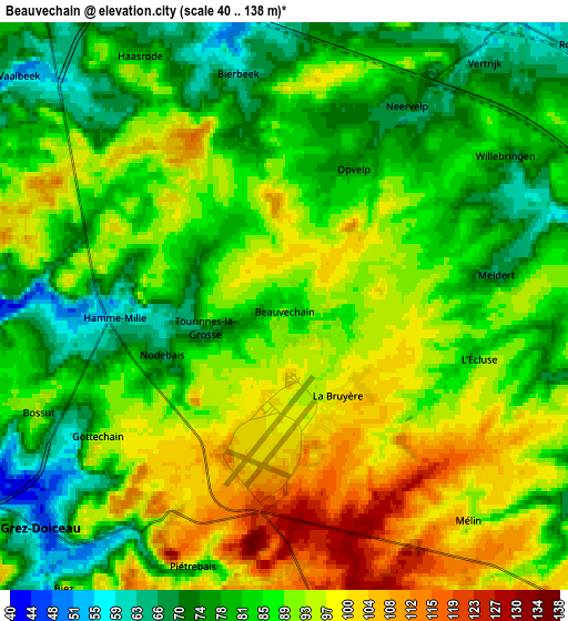Zoom OUT 2x Beauvechain, Belgium elevation map