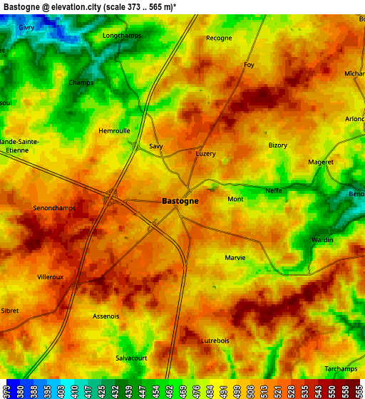 Zoom OUT 2x Bastogne, Belgium elevation map