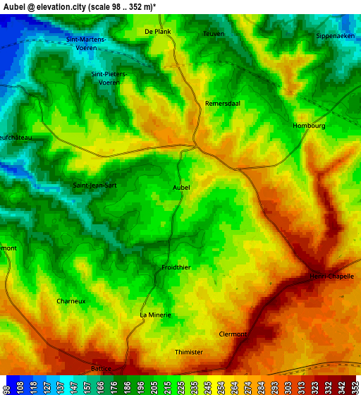 Zoom OUT 2x Aubel, Belgium elevation map