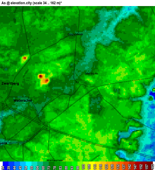 Zoom OUT 2x As, Belgium elevation map