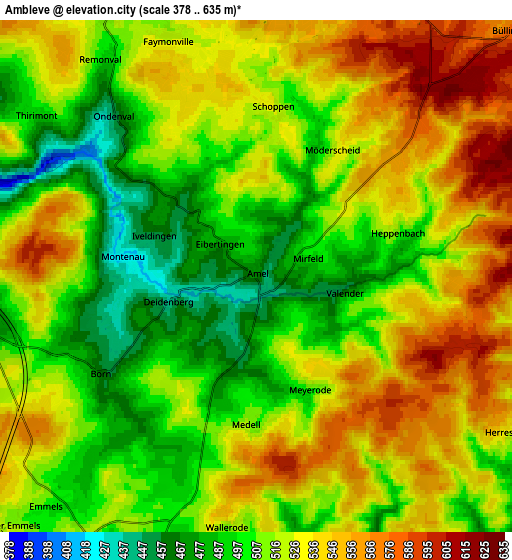 Zoom OUT 2x Amblève, Belgium elevation map