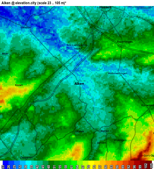 Zoom OUT 2x Alken, Belgium elevation map