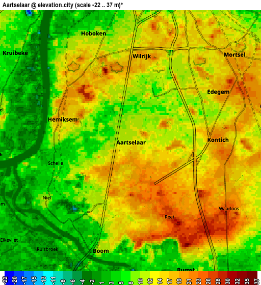 Zoom OUT 2x Aartselaar, Belgium elevation map