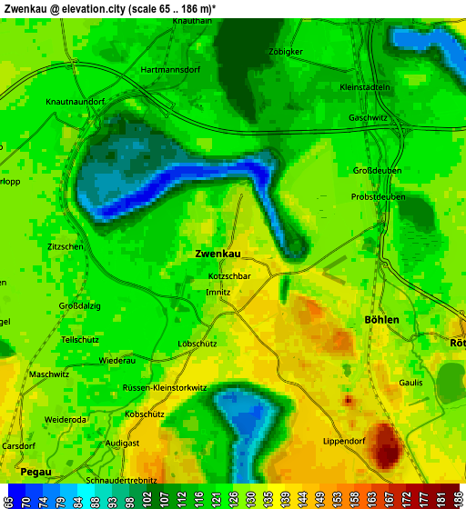 Zoom OUT 2x Zwenkau, Germany elevation map