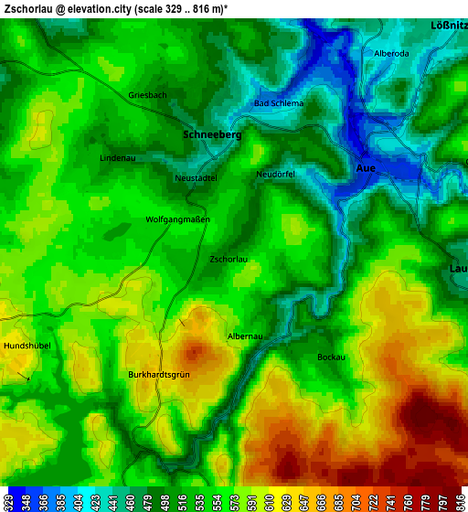 Zoom OUT 2x Zschorlau, Germany elevation map