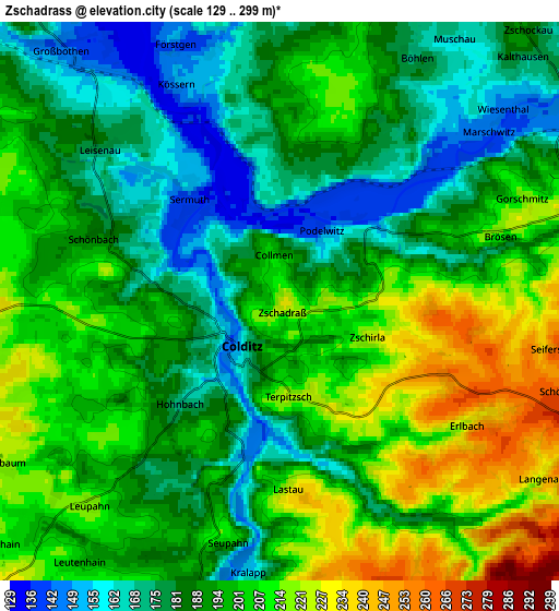 Zoom OUT 2x Zschadrass, Germany elevation map