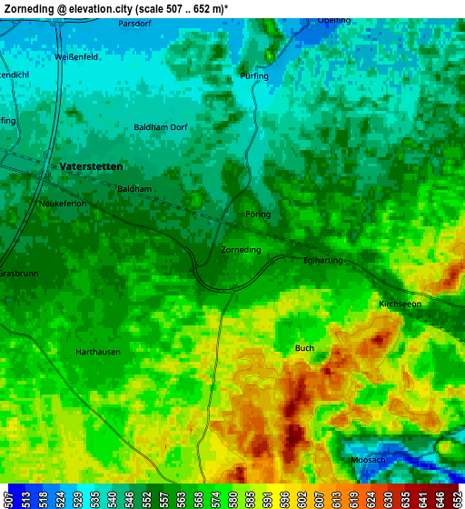 Zoom OUT 2x Zorneding, Germany elevation map