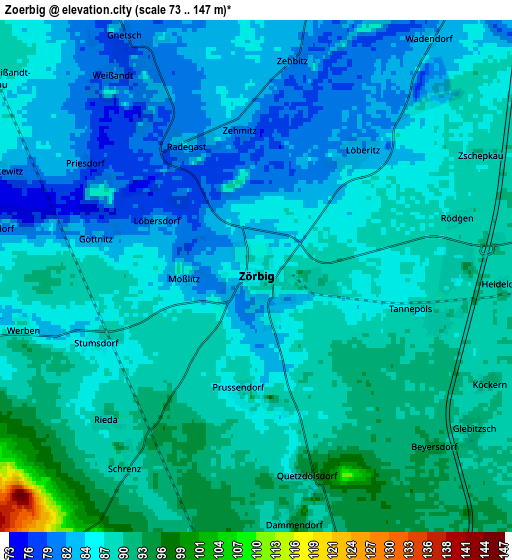 Zoom OUT 2x Zörbig, Germany elevation map