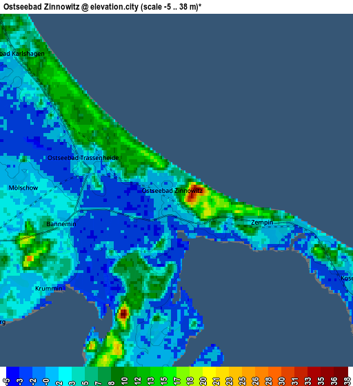 Zoom OUT 2x Ostseebad Zinnowitz, Germany elevation map