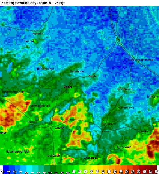 Zoom OUT 2x Zetel, Germany elevation map