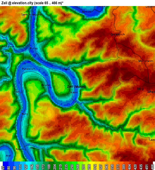 Zoom OUT 2x Zell, Germany elevation map