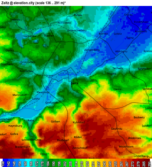 Zoom OUT 2x Zeitz, Germany elevation map