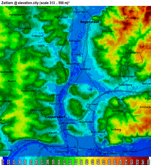 Zoom OUT 2x Zeitlarn, Germany elevation map