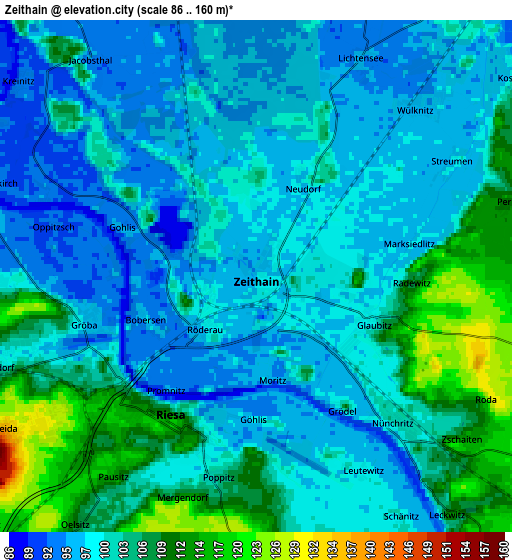 Zoom OUT 2x Zeithain, Germany elevation map