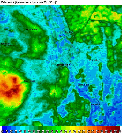 Zoom OUT 2x Zehdenick, Germany elevation map