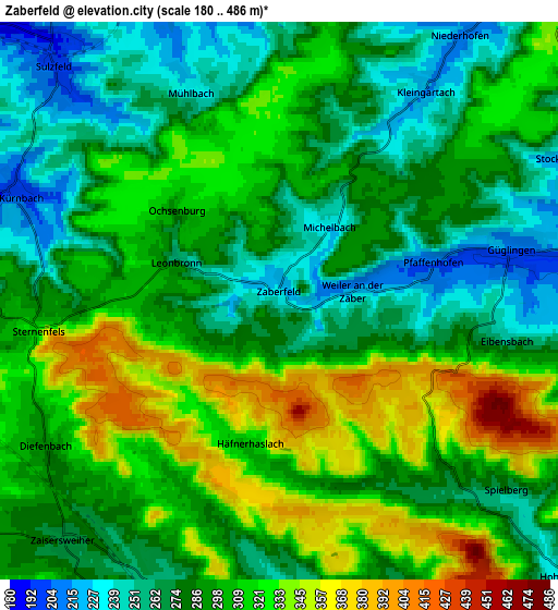 Zoom OUT 2x Zaberfeld, Germany elevation map