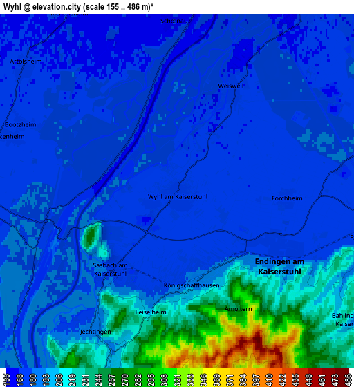 Zoom OUT 2x Wyhl, Germany elevation map