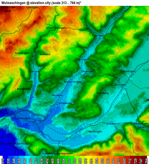 Zoom OUT 2x Wutöschingen, Germany elevation map