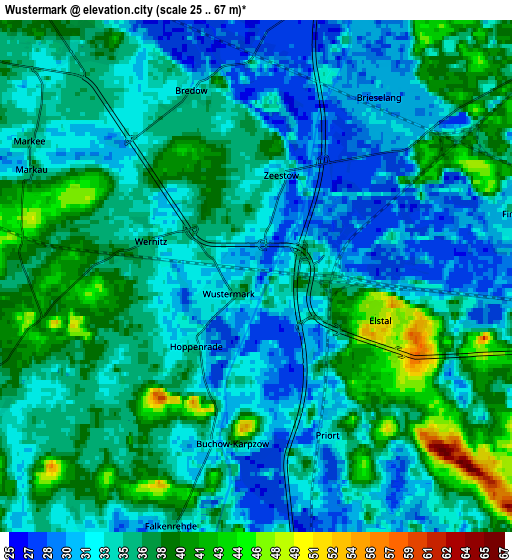 Zoom OUT 2x Wustermark, Germany elevation map