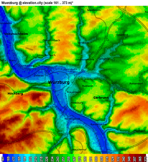 Zoom OUT 2x Würzburg, Germany elevation map