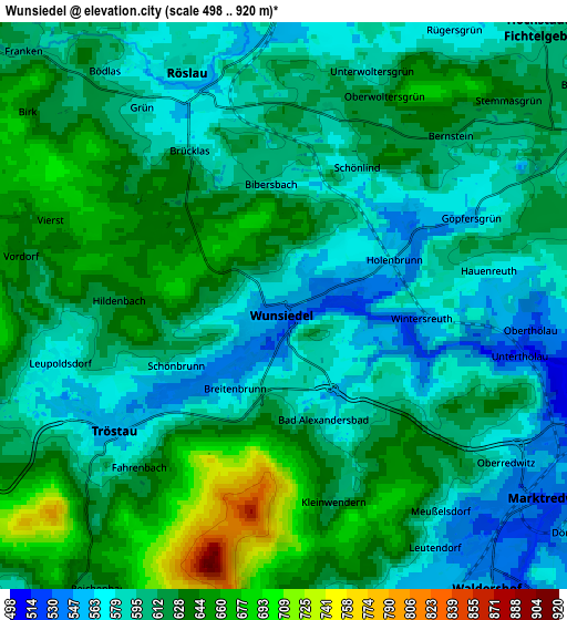 Zoom OUT 2x Wunsiedel, Germany elevation map