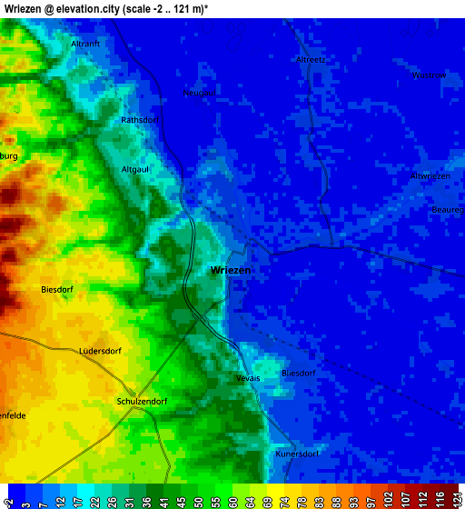 Zoom OUT 2x Wriezen, Germany elevation map