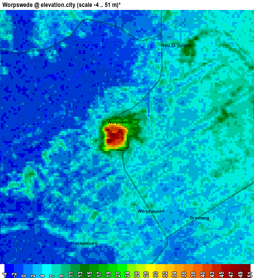 Zoom OUT 2x Worpswede, Germany elevation map