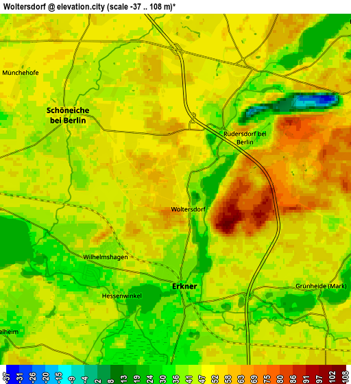 Zoom OUT 2x Woltersdorf, Germany elevation map